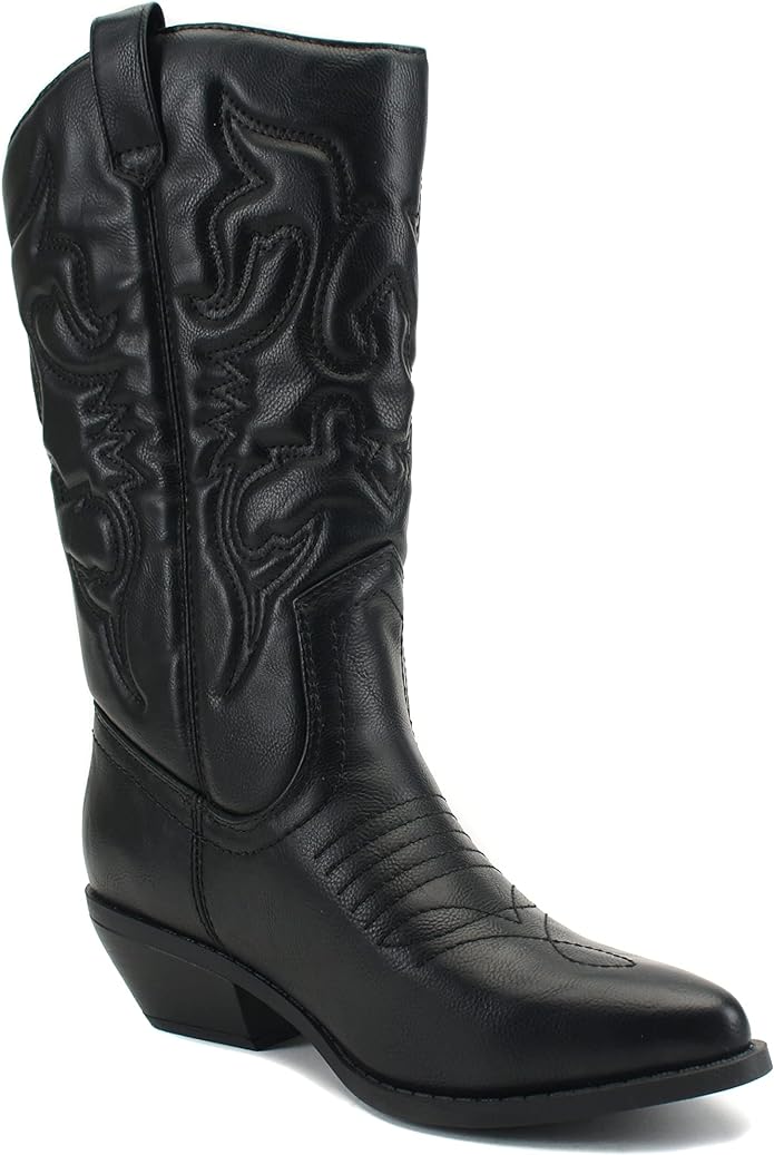 Soda Reno Western Cowboy Pointed Toe Knee High Pull On Tabs Boots