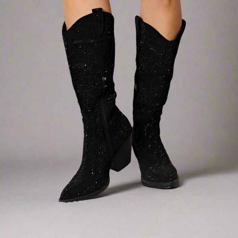 Rhinestone Western Cowboy Pull-on Boots River-11