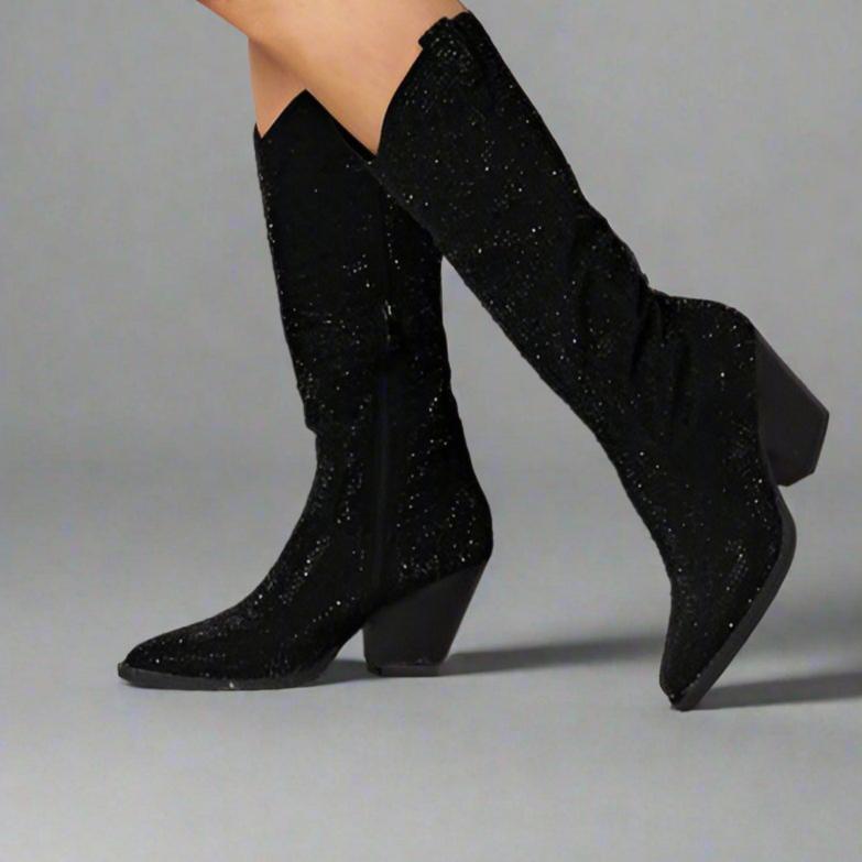 Rhinestone Western Cowboy Pull-on Boots River-11