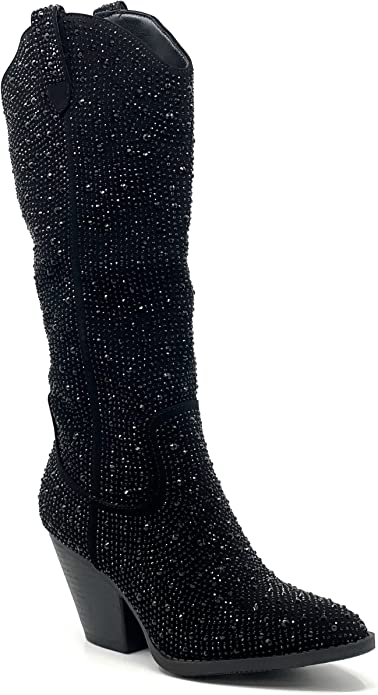 Rhinestone Western Cowboy Pull-on Boots River-11 | Shoe Time