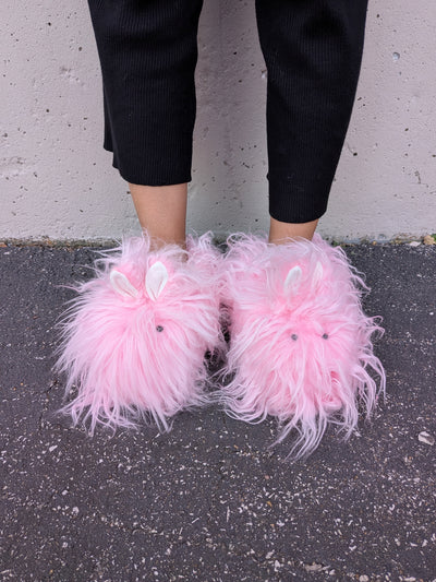 Women's Fur Bunny House Shoes, Warm Fluffy Slippers