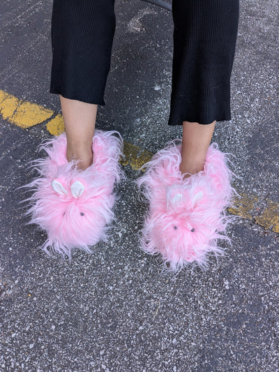 Women's Fur Bunny House Shoes, Warm Fluffy Slippers