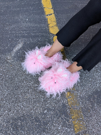 Women's Fur Bunny House Shoes, Warm Fluffy Slippers