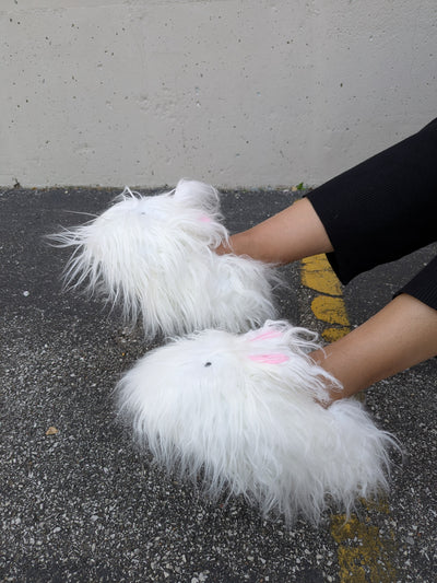 Women's Fur Bunny House Shoes, Warm Fluffy Slippers