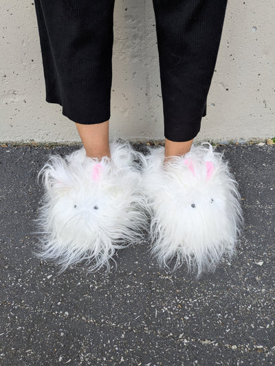 Women's Fur Bunny House Shoes, Warm Fluffy Slippers