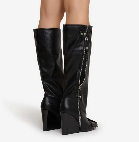 Square Toe Wedge Heel Boots Senna