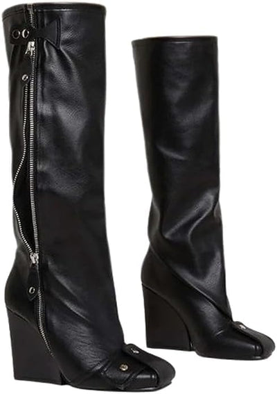 Square Toe Wedge Heel Boots Senna