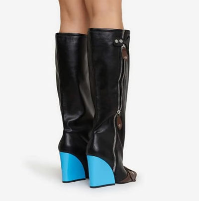 Square Toe Wedge Heel Boots Senna