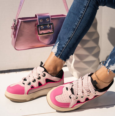 Street Style Retro Lace Up Sneakers For Women