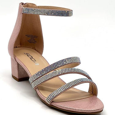 Kids/Children/Girls ARTS-2 Dress Sandal Rhinestones Low Heel Ankle Strap