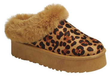 Women's Slip On Leopard Fur Boots