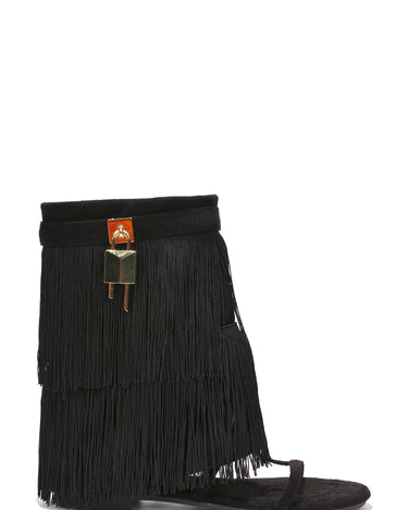 Fringe Fold Over Padlock Sandals Vomira Cape Robbin | Shoe Time