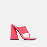 Pink Augustine Square toe block heel mule sandal