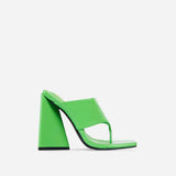 Green Augustine Square toe block heel mule sandal