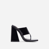 Black Augustine Square toe block heel mule sandal