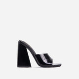 Avalon Square Peep Toe Flared Block Heel Mule Sandals