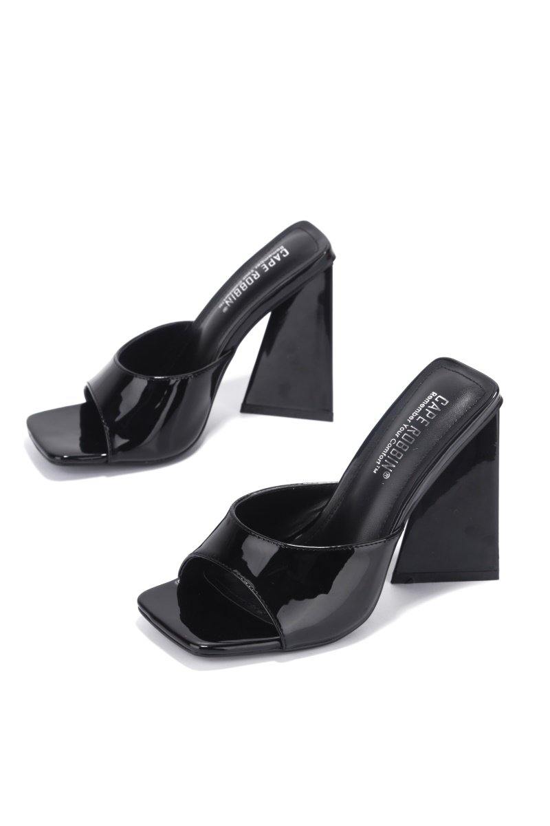 Women's Mule Sandals Chunky Block Heel Square Open Toe Heeled High Hee ...