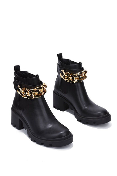 Women block heel combat Ankle boots With Chain ( Shiba By Cape Robbin )
