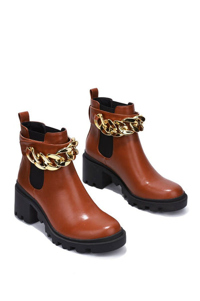 Women block heel combat Ankle boots With Chain ( Shiba By Cape Robbin )