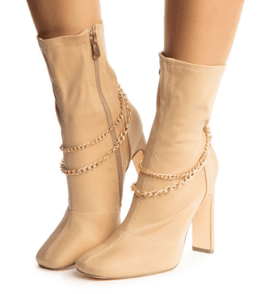 Chain High Heels Bootie Karie-2 By Liliana Nude