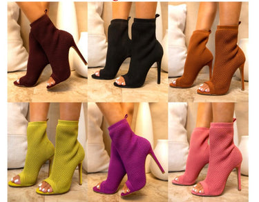 Peep Toe Booties High Heel