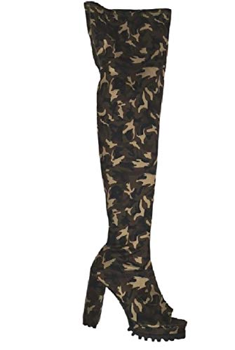 Peep Toe Over The Knee Thigh High Chunky Block Heel Boots For Women Natalie-05 By Pazzle