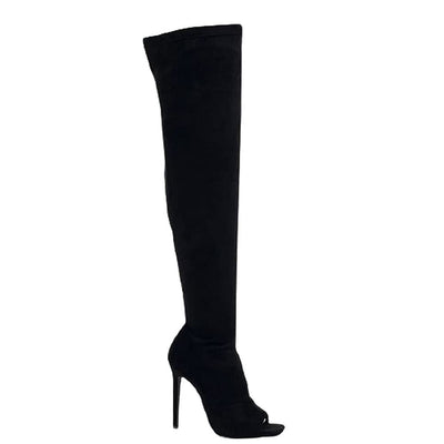 Victoria-02 By Pazzle Over The Knee Thigh High Open Peep Toe Boots