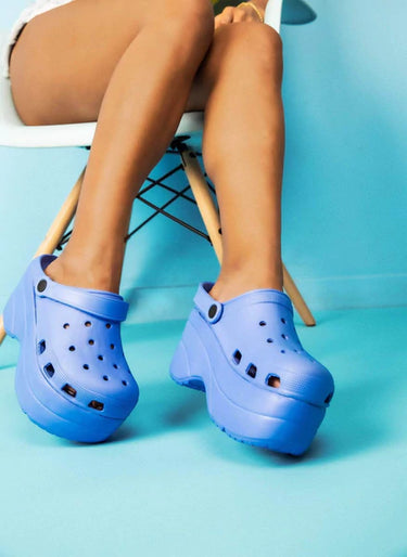 Blue Platform Sandals Clogs | Shoe Time