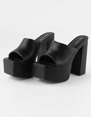 Bamboo Thrilled Womens Block Heel Platform Sandals In Black