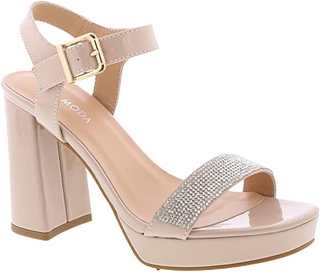 Top Moda Heels Women's Chunky Rhinestone Glitter – SHOE TIME