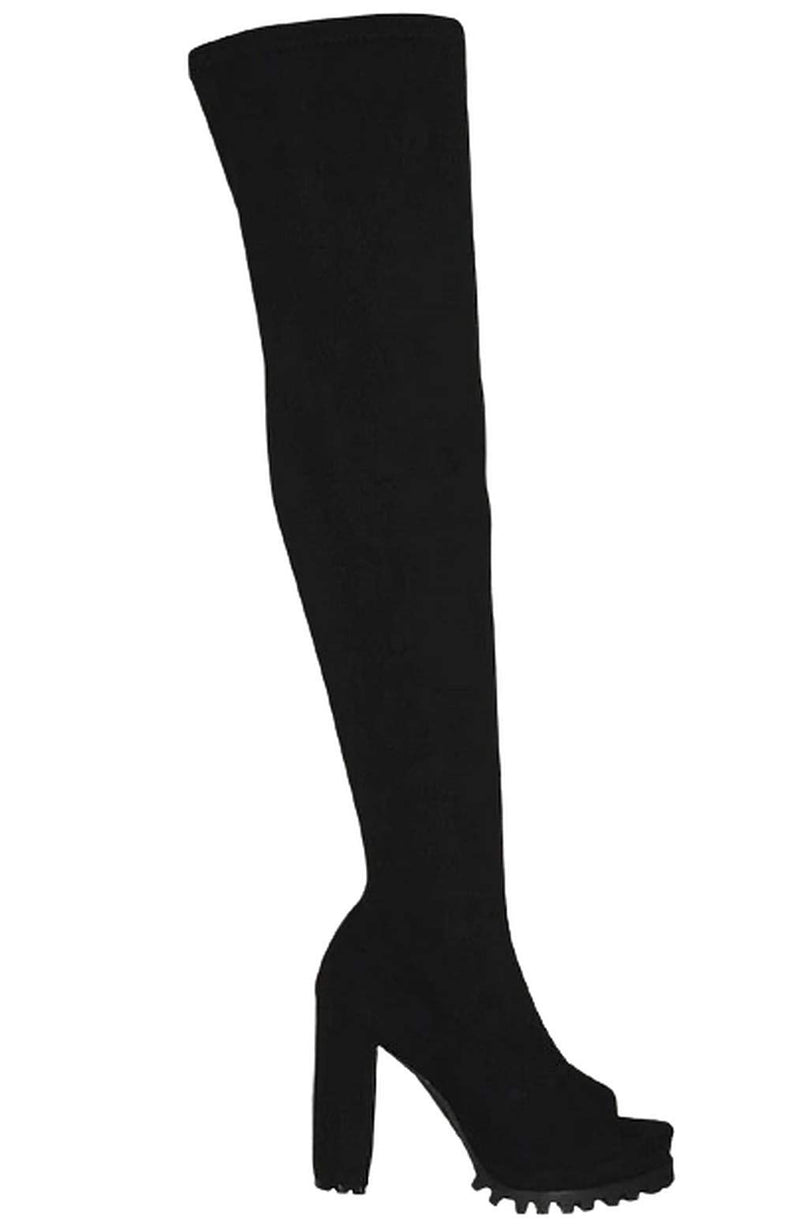 Peep Toe Over The Knee Thigh High Chunky Block Heel Boots For Women Natalie-05 By Pazzle
