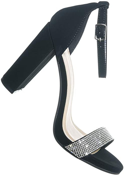 Delicious LASER-s Women's Embellished Open Toe Ankle Strap Heels