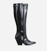 Black Croc Knee High Long Western Boot A GOOD ONE by Lemonade | Shoe Time