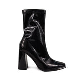 Black Patent Closed Toe Bootie Heel Alex-1 Liliana 