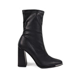 Black Pu Closed Toe Bootie Heel Alex-1 Liliana