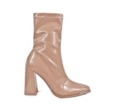 Nude Patent Closed Toe Bootie Heel Alex-1 Liliana