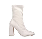 White pu Closed Toe Bootie Heel Alex-1 Liliana