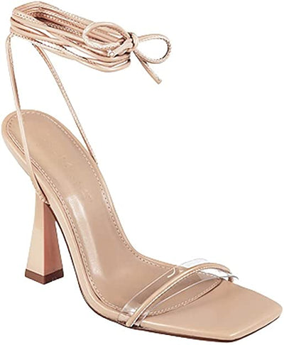 Nude High Heel Sandals Lace Up