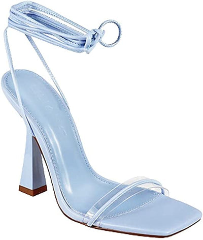 Blue High Heel Sandals Lace Up