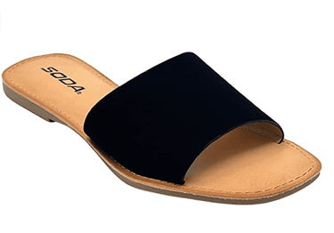 Soda Airway Women's Slip on Casual Flat Slide Black Sandals – SHOE