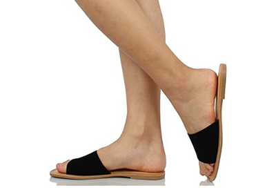 Soda Airway Women's Slip on Casual Flat Slide Black Sandals