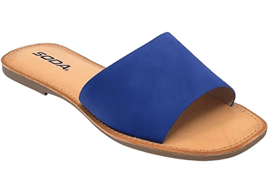 Soda Airway Women's Slip on Casual Flat Slide Cobalt Sandals
