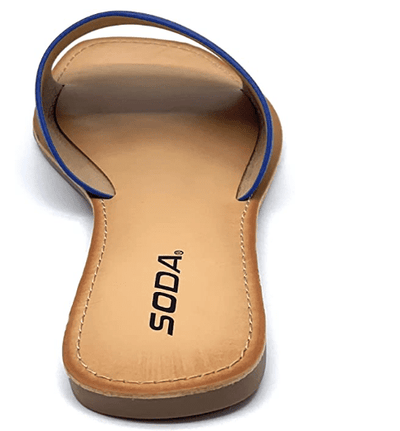 Soda Airway Women's Slip on Casual Flat Slide Cobalt Sandals