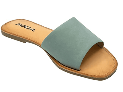 Soda Airway Women's Slip on Casual Flat Slide Mint Sandals