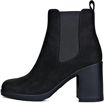 Black Mid Calf Platform Block Heel Arbor Soda Shoes | Shoe Time