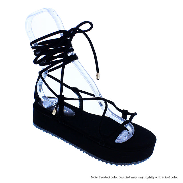 Liliana Boram-1 Lace Up Wedge Sandals