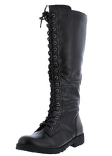 Black Knee High Combat Riding Boots Lace up Lug Sole Shoes - Travis13 | Shoe Time