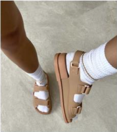 Double buckle flat sandals