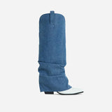 Denim Drape Over Shark Boots