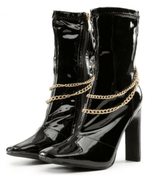 Chain High Heels Bootie Karie-2 By Liliana Black Pu